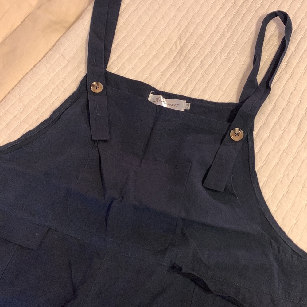 Women’s XXL Navy blue linen-cotton jumpsuit overalls size 2X